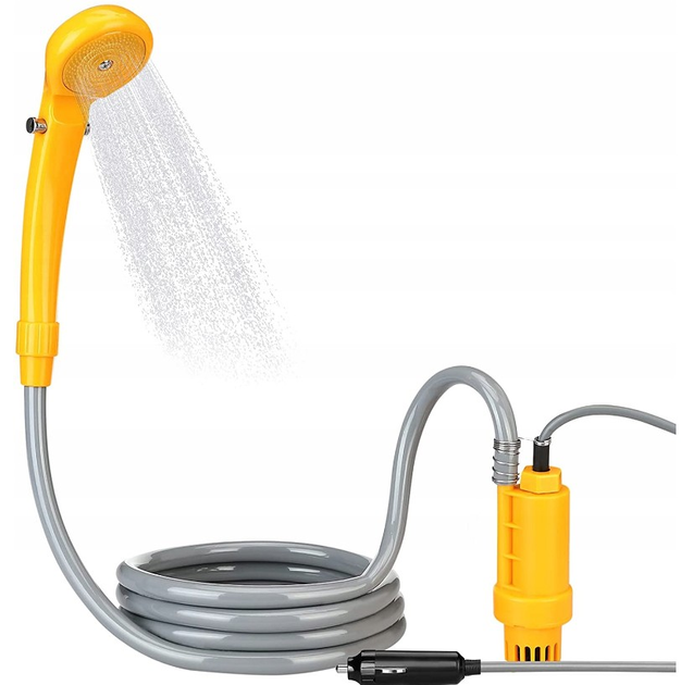 Душ переносний Automobile SHOWER SET 12V DK-01 портативний кемпінговий з насосом Orange - фото 7