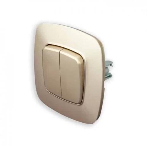 Выключатель встроенный двухклавишный HOROZ ELECTRIC ELA 10А 250V Золотой (112-007-0002-030) - фото 2