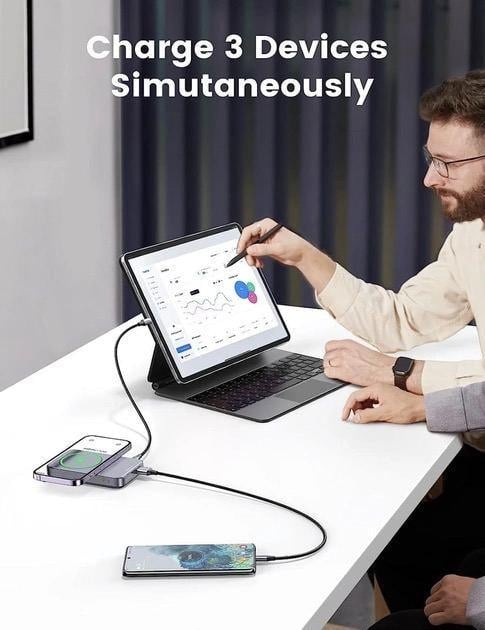 Повербанк магнитный UGREEN PB206 Magnetic Magsafe 10 000 mAh 20W USB-C с подставкой (26389456) - фото 9 Повербанк магнитный UGREEN PB206 Magnetic Magsafe 10 000 mAh 20W USB-C с подставкой (26389456) - фото 9