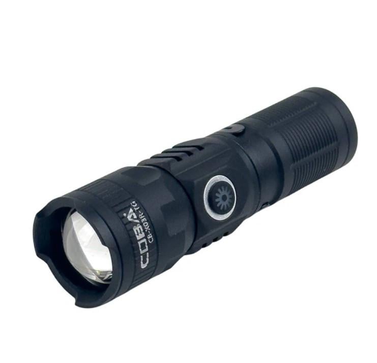 Фонарь ручной Coba CB-X03R-TG на аккумуляторе с быстрой зарядкой перезаряжаемый LED белый свет Черный (2927174163)