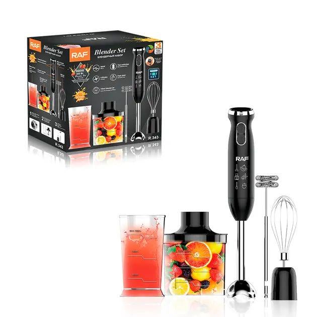 Блендер ручной погружной RAF343 4в1 2200 Вт 220-240 В 50-60 Гц с 2 скоростями стаканом 700 мл и измельчителем 500 мл