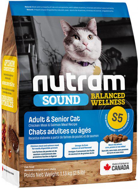 Сухий корм Nutram S5 Sound Balanced Wellness Urinary Cat для дорослих котів зі смаком курки та лосося 1,13 кг (1504783869)