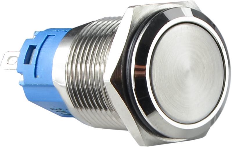Кнопка TYJ 16-311 металлическая плоская с фиксацией 1NO+1NC (A0140010090)