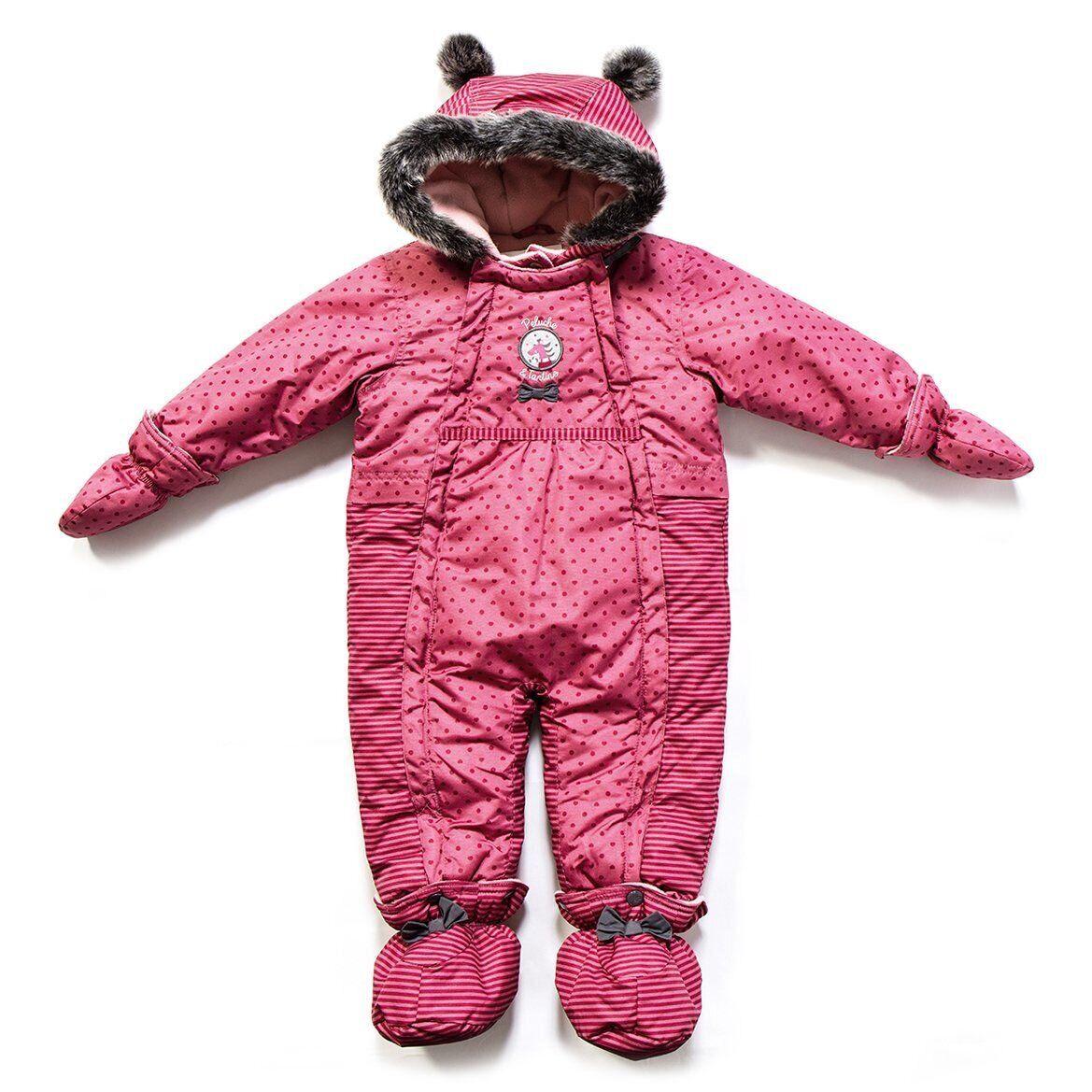 Детский зимний комбинезон цельный Peluche&Tartine F17M108BF для девочки 80-90 см Розовый (F17M108BF-Secretpink-18m)
