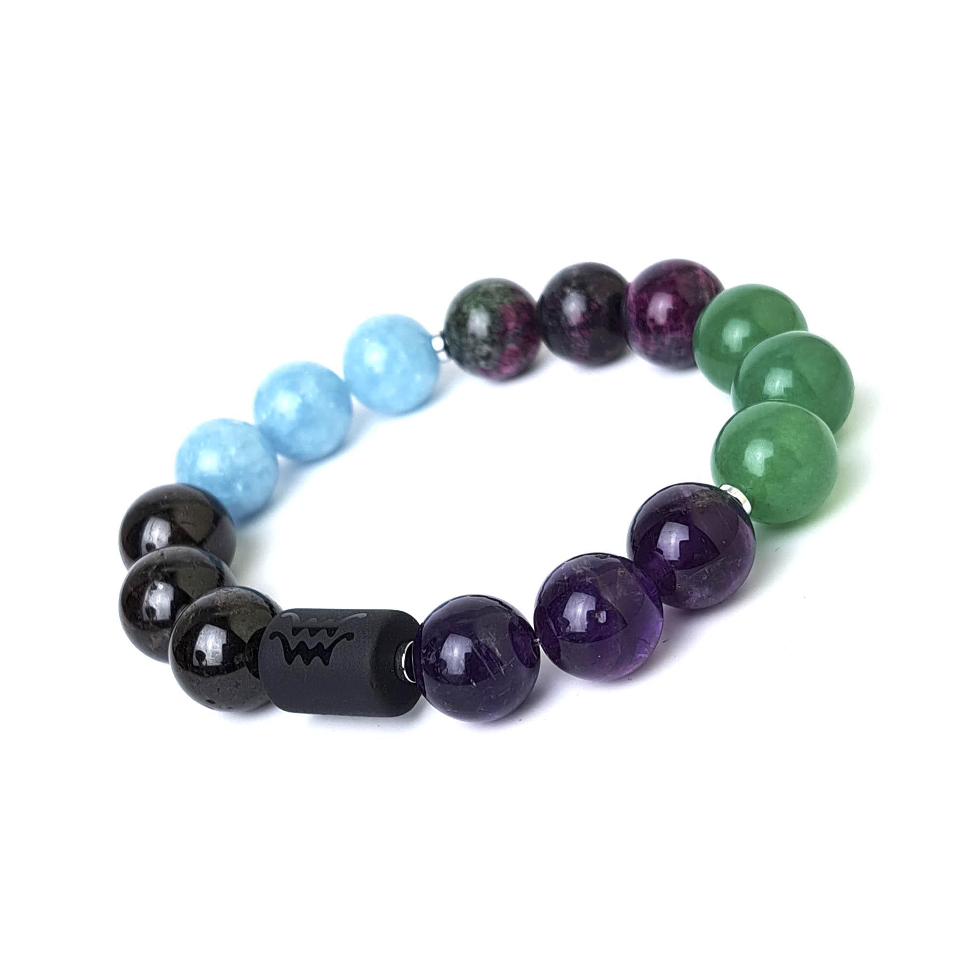 Браслет DARSANA Водолей из натуральных камней аметист/нефрит/аквамарин/агат/цоизит (DRSU501982)