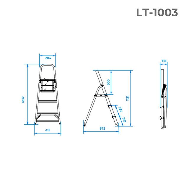 Драбина Intertool LT-1003 алюмінієва 3 сходинкивисота до платформи 630 мм (122218) - фото 8