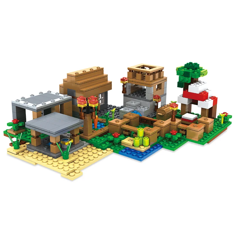 Конструктор Майнкрафт My World Селище з персонажами ферма з селянами та мобами 569 дет.
