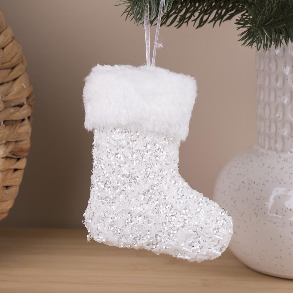 Подвеска новогодняя Сапог в пайетках 10 см (52560