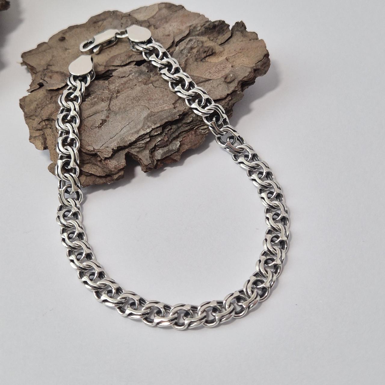 Браслет казацкий бисмарк серебро 925 пробы черненое 10,35 г 21,5 см (б14)