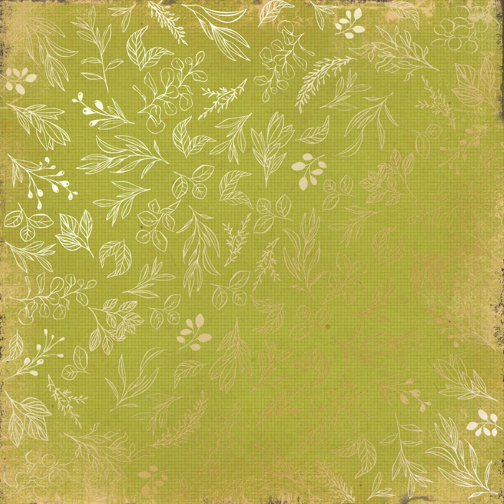 Лист бумаги односторонний Golden Branches с фольгированием 30,5х30,5 см Bright Green