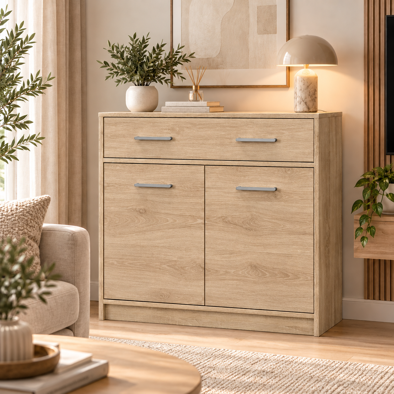 Комод Mebel Service 2Д1Ш Типс з 2 дверцятами та широкою шухлядою 83,4х34,3х85 см Дуб самоа (38378386)