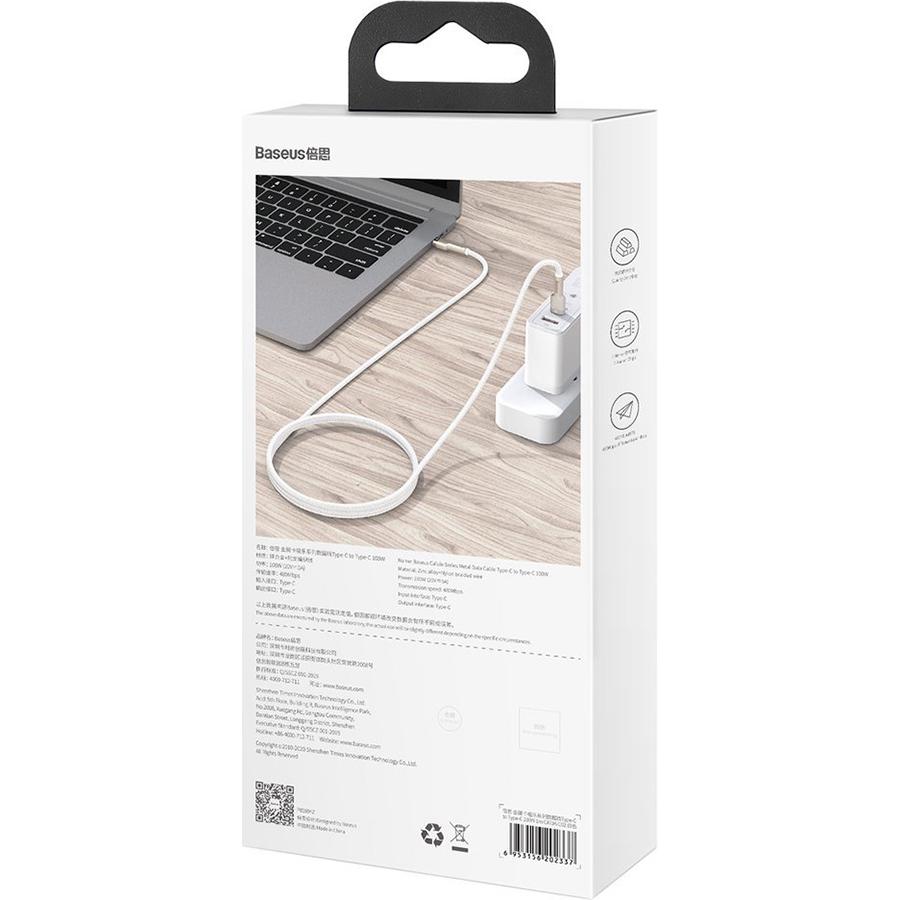 Кабель Baseus Cafule Metal Type-C to Type-C 100W 2m Black (CATJK-D01) - фото 5 Кабель Baseus Cafule Metal Type-C to Type-C 100W 2m Black (CATJK-D01) - фото 5