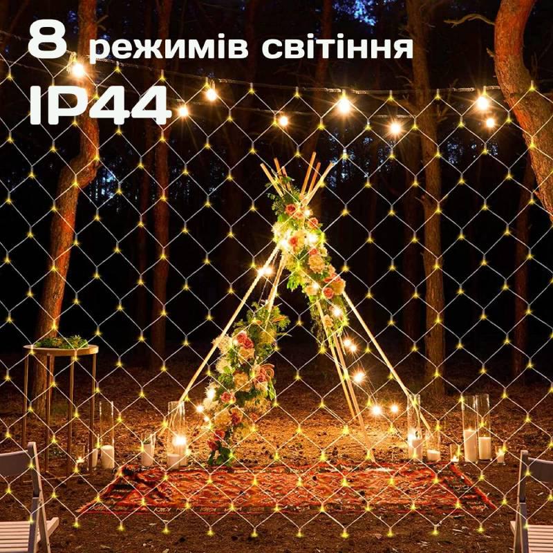 Гірлянда світлодіодна Lem Berger Штора 3х2 м 192 LED IP44 8 режимів Жовтий (4009067) - фото 3