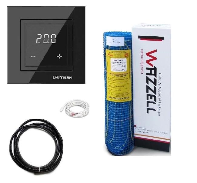 Нагревательный мат двужильный Wazzell Easyheat 500 Вт 2,5 м2 с терморегулятором Easytherm Wi-Fi Black (14277975)