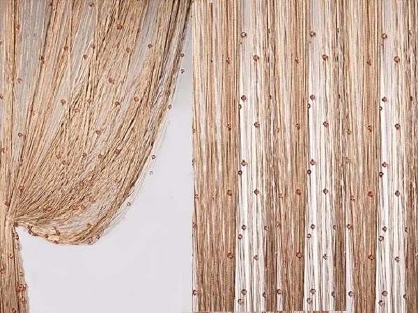 Шторы-нити с камнями ALBO 300x280 см Кофейный (NK-4)