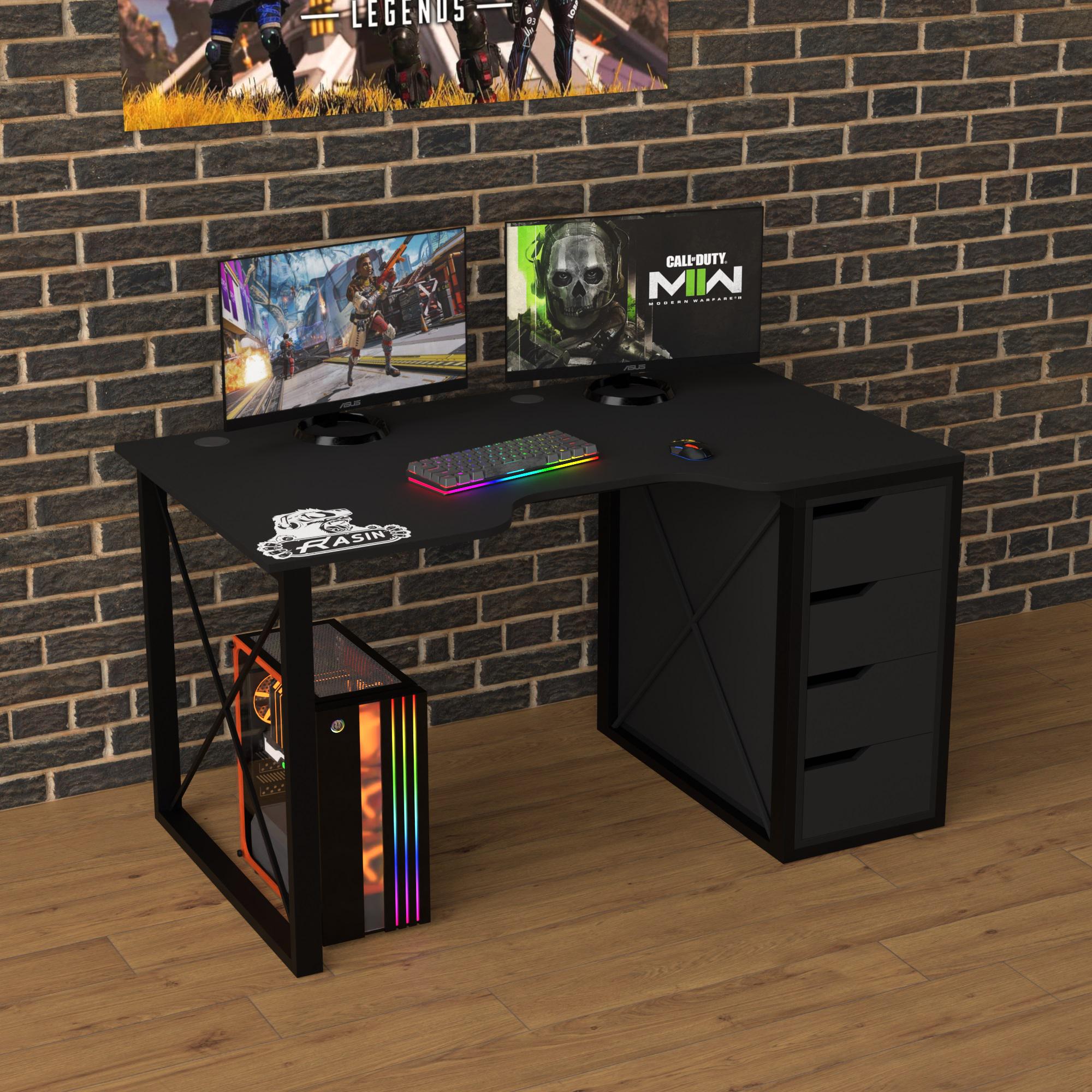 Геймерський стіл Тіса-меблі Rasin LOFT-16 140х80х75 см Чорний Геймерський стіл Тіса-меблі Rasin LOFT-16 140х80х75 см Чорний