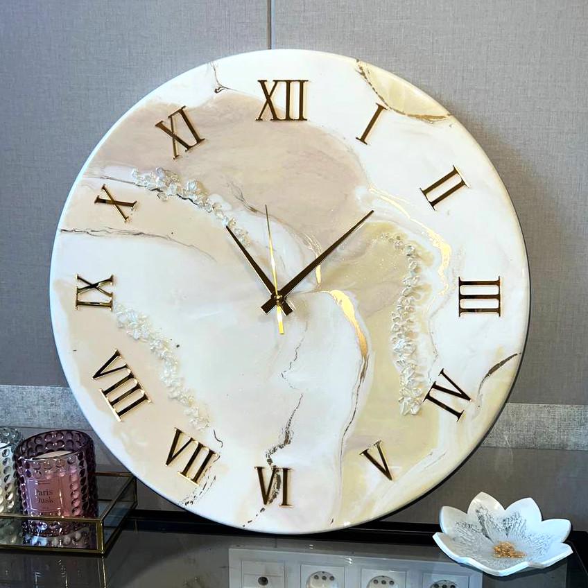 Часы настенные круглые из эпоксидной смолы EPOXY M174 35х35 см