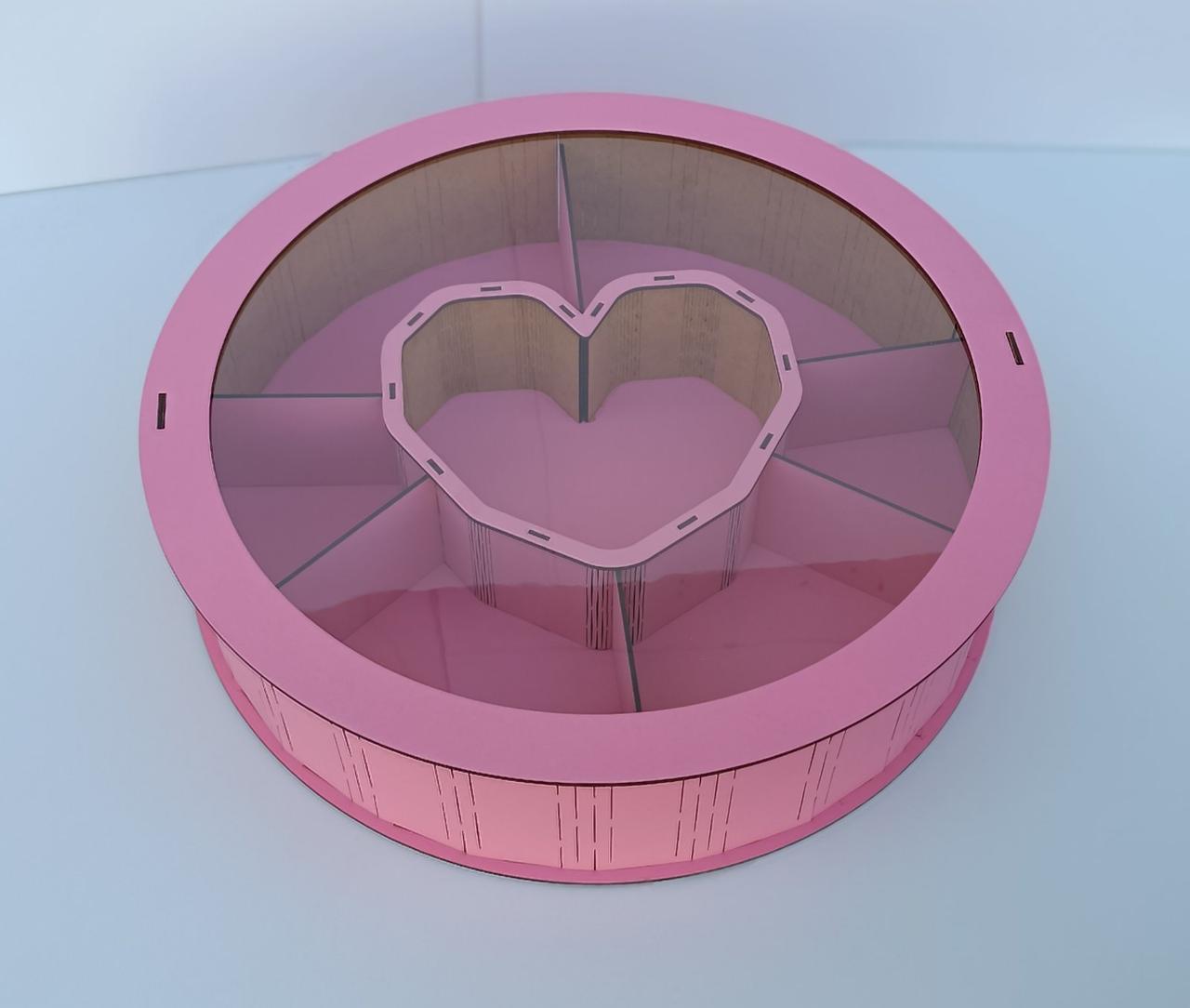 Коробка кругла з прозорою кришкою 40 см Рожевий - фото 1