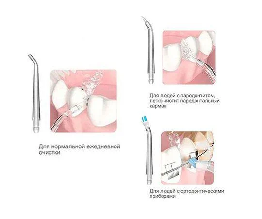 Іригатор для порожнини рота портативний Portable Oral Irrigator з 4 насадками Рожевий - фото 7