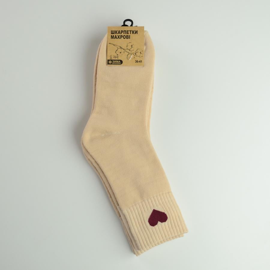 Шкарпетки теплі жіночі GM Textile класичні із сердечком високі р. 36-41 Бежевий (gm-socks-g-5w-bezh) - фото 4