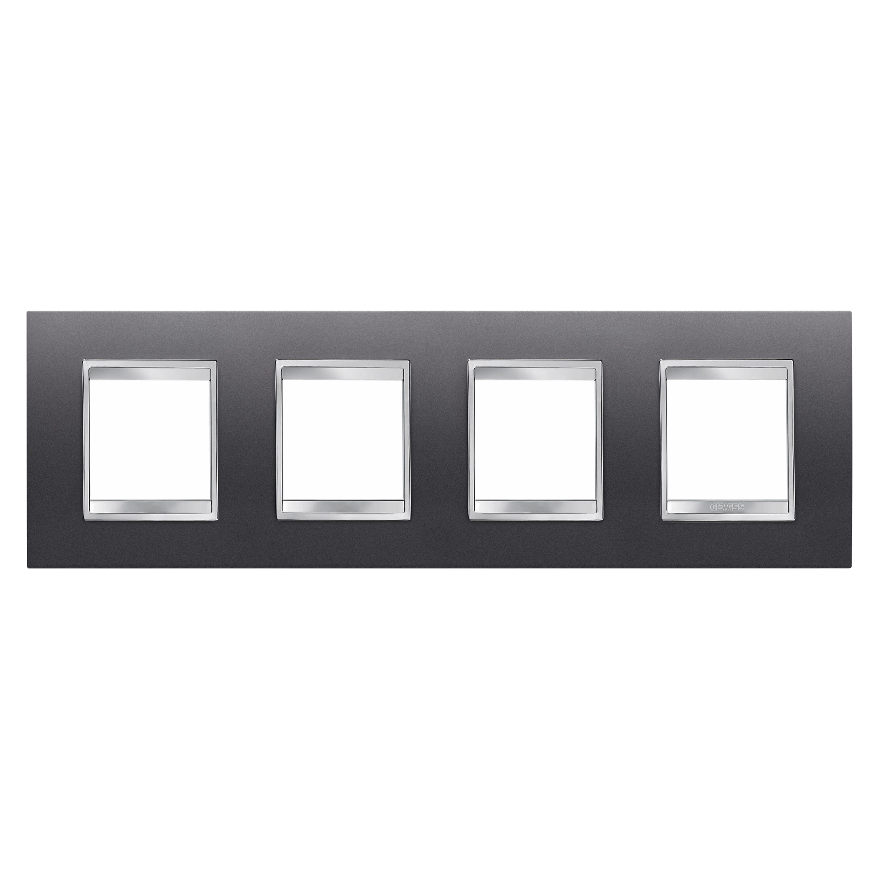 Рамка четырехместная Gewiss Chorusmart LUX горизонтальная технополимер Черный (GW16228VA)