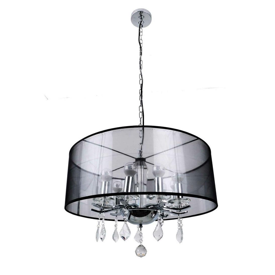 Люстра Sirius с текстильным плафоном под девять ламп Е14 Хром/Черный (SP212L-9CH)