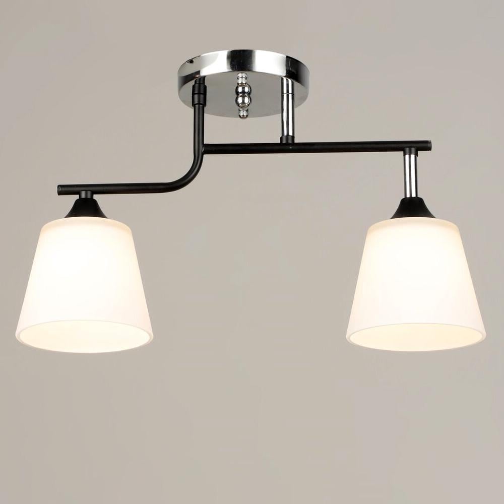 Люстра потолочная Light House SRS-20307/2 плафоны белые Черный/Хром