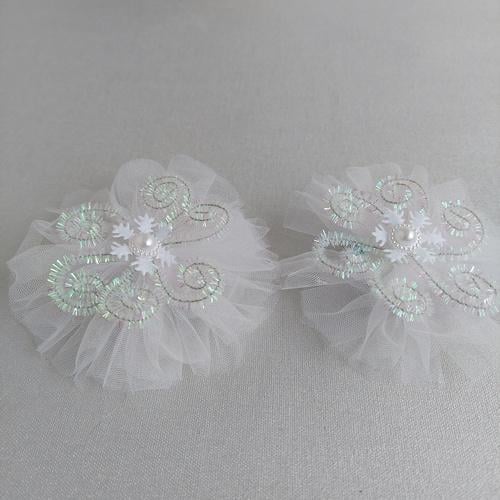 Бантик новогодний Снежинка на шпильке 2 шт. (210097)