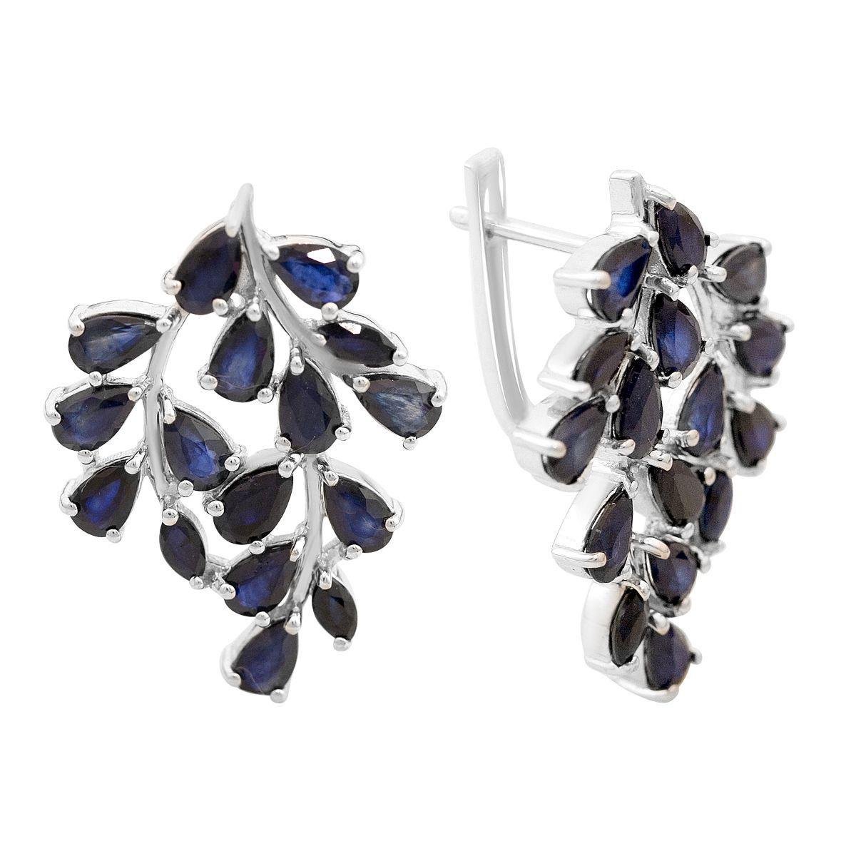 Сережки срібні з натуральним сапфіром у формі гілочки Сережки срібні з натуральним сапфіром у формі гілочки