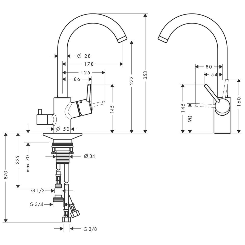 Змішувач для кухні Hansgrohe Talis M52 14875000 одноважільний Хром (142910) - фото 2