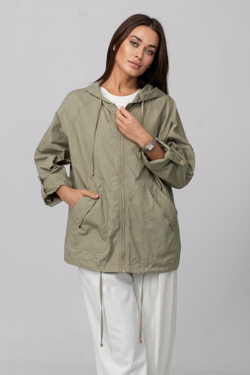 Ветровка женская с капюшоном 5XL Хаки (33357629)