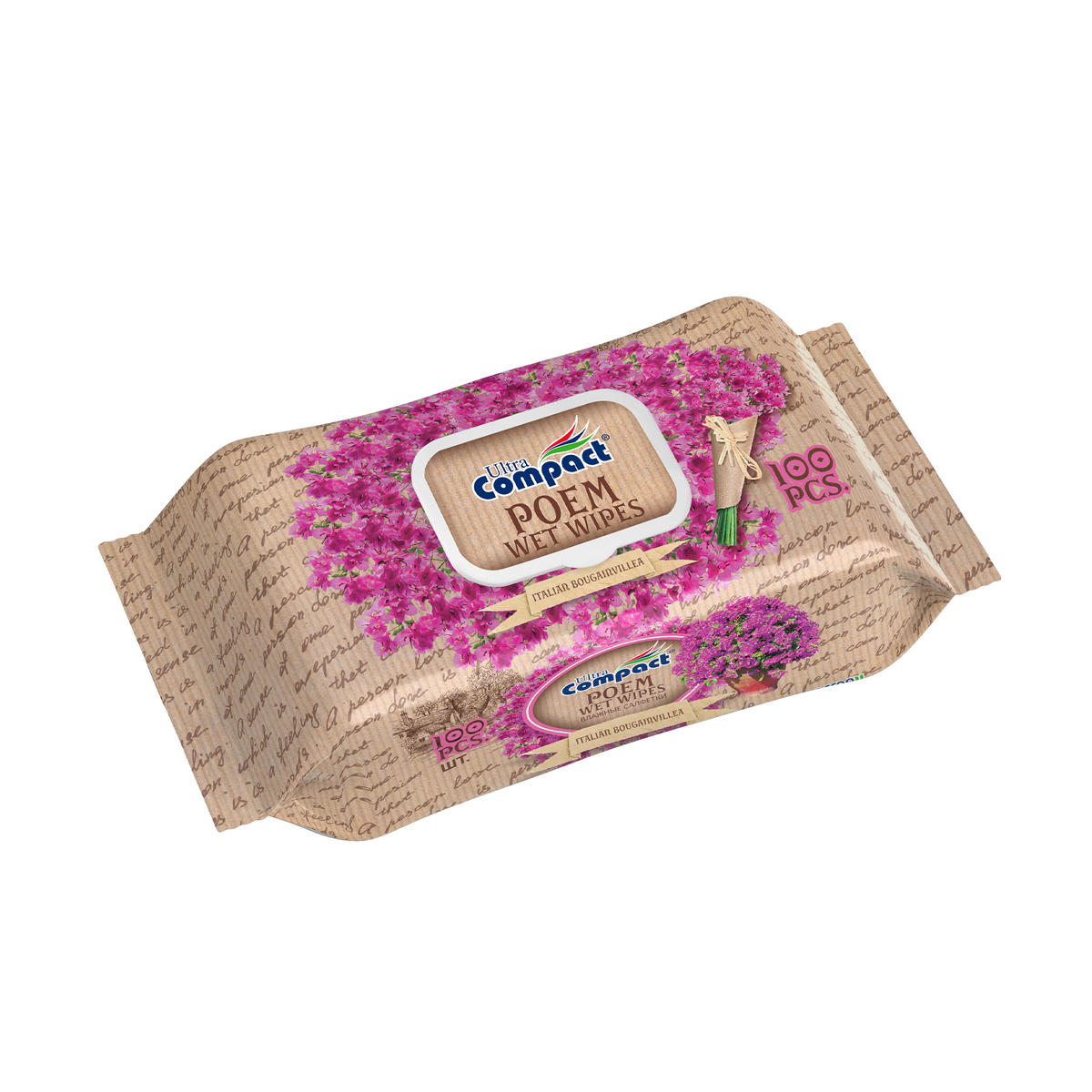 Вологі серветки з клапаном Ultra Compact Poem Italian Bougainvillea 100 шт. (306350)