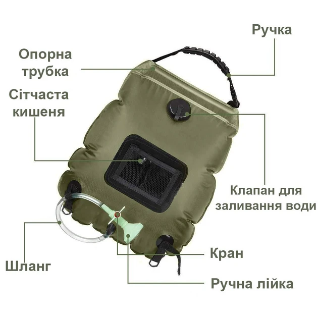 Туристичний душ 20 л Темно-оливковий - фото 3
