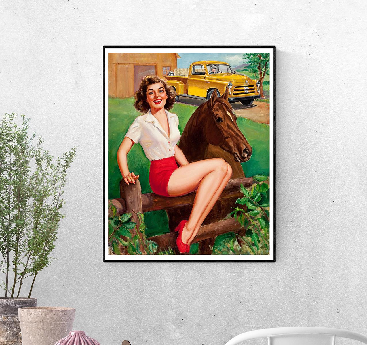 Постер Девушка и лошадь Джерри Н Н Томпсона формат А-4 (pin_up010157_Poster)