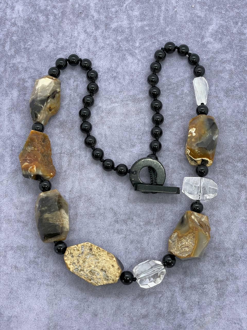 Бусы агат 50 см Коричневый (1280)