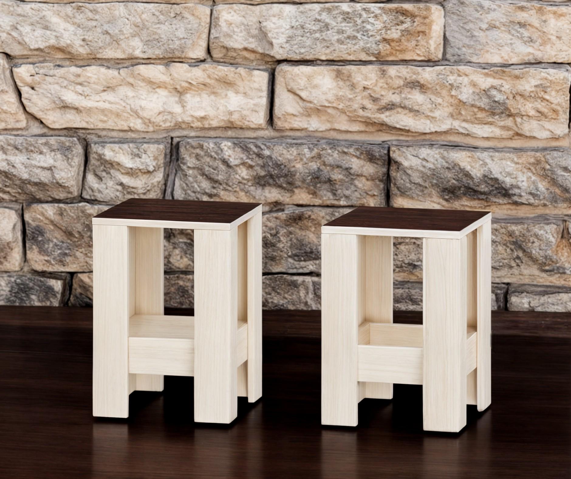 Табуретка ТОБІ ШО Т-1 для кухни/столовой/терассы 320х320х450 мм 2 шт. Венге темный/Дуб молочный