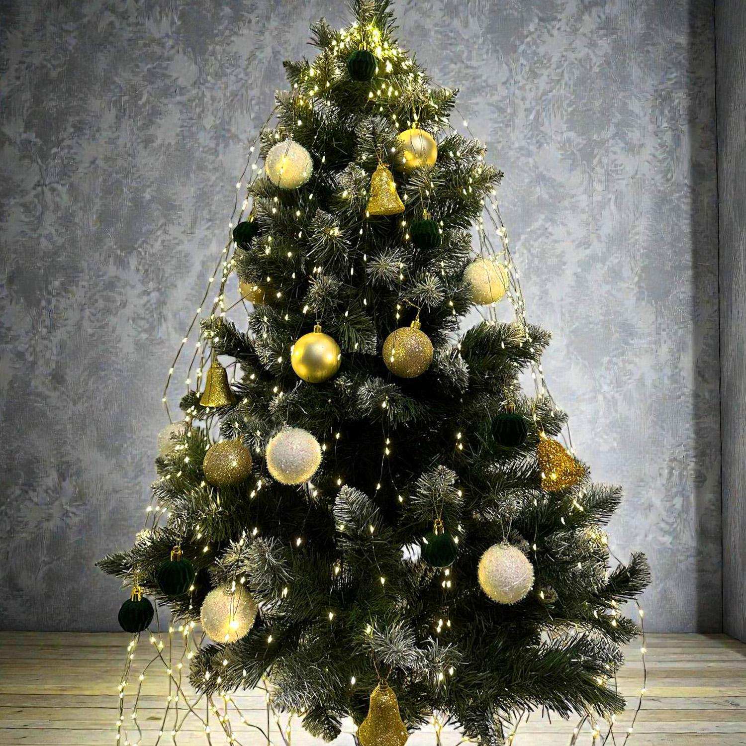 Гирлянда новогодняя Конский Хвост 1200LED 30 нитей по 2 м теплый белый