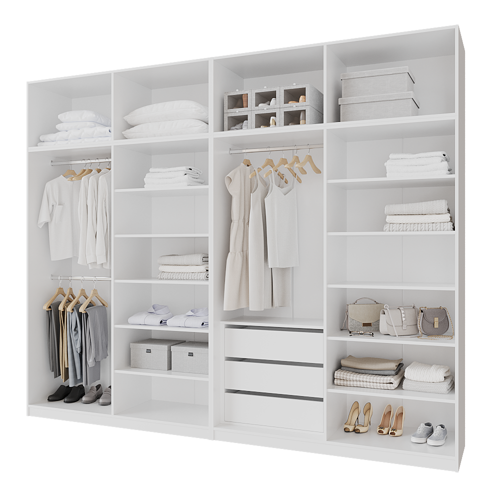 Шафа розпашна з тумбою та антресолью Меблітренд Чиназес Чита-3200.4 3200х500х2450 мм Білий (27674909) - фото 2 Шафа розпашна з тумбою та антресолью Меблітренд Чиназес Чита-3200.4 3200х500х2450 мм Білий (27674909) - фото 2