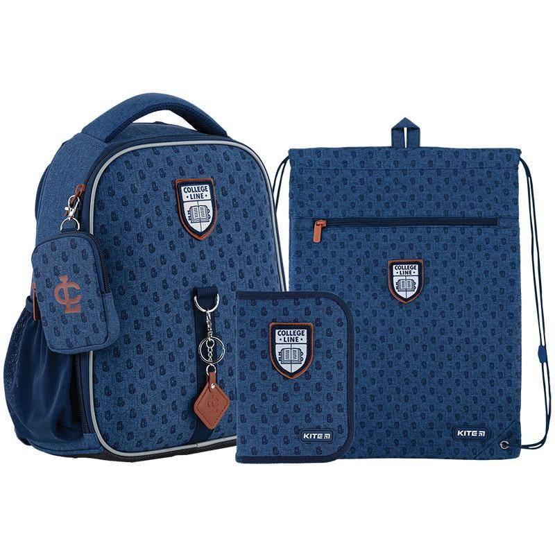 Набор школьный для мальчика младших классов KITE SET_K24-555S-4 College рюкзак/пенал/сумка для обуви (2296749422)