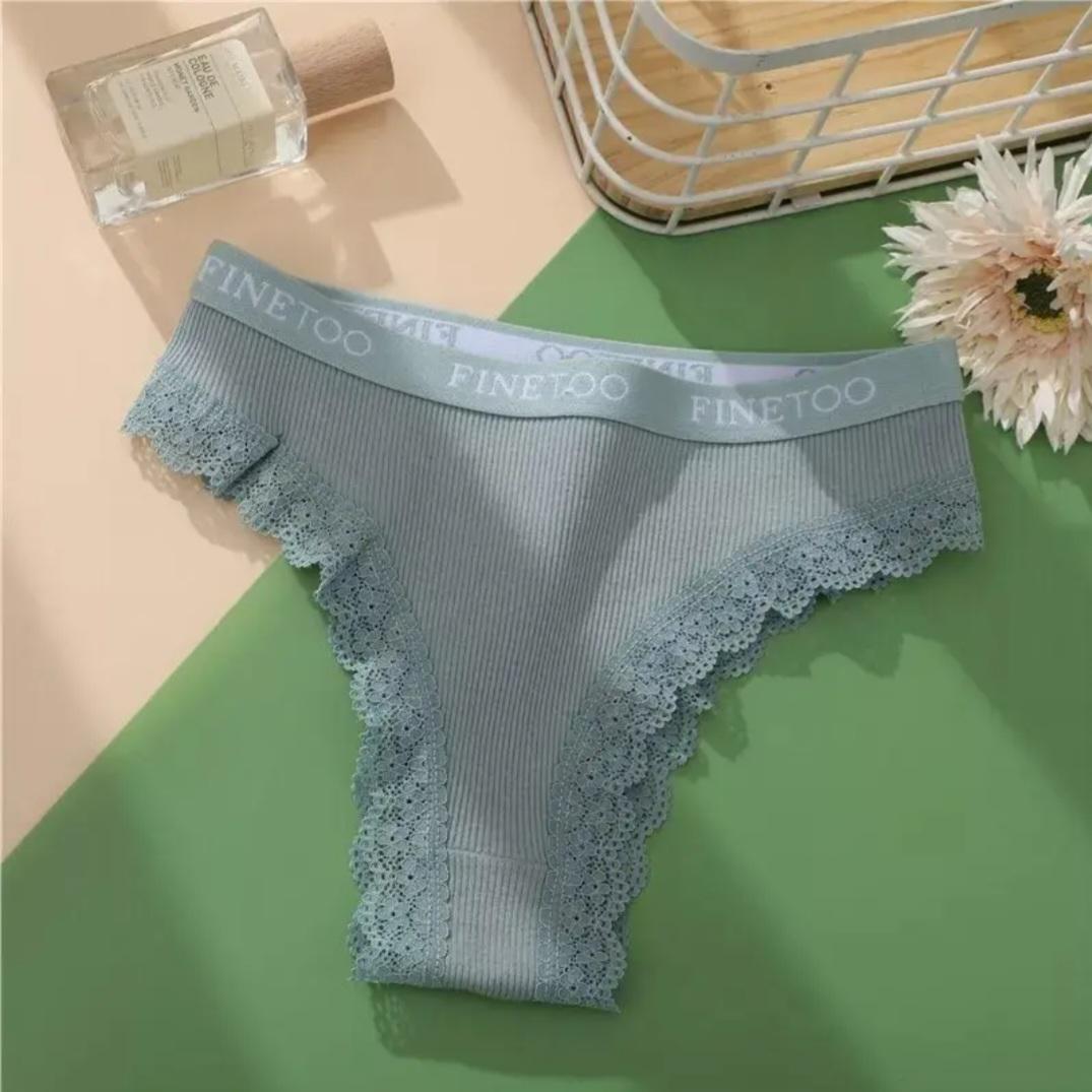 Трусики бразилианы с кружевом XL Небесный (Л007-3)