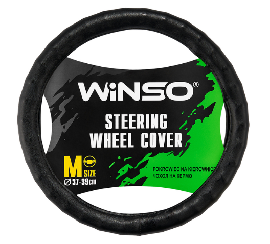 Чохол на кермо Winso 142620 M 37-39 см екошкіра Чорний (643862)