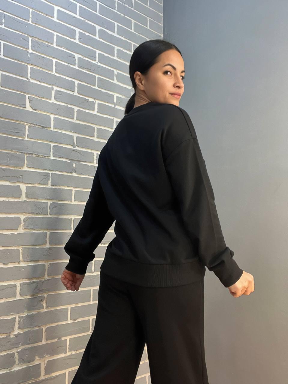 Костюм женский JOGGY 8063-7557 свитшот котенок и брюки широкие палаццо M Черный (1475) - фото 3 Костюм женский JOGGY 8063-7557 свитшот котенок и брюки широкие палаццо M Черный (1475) - фото 3