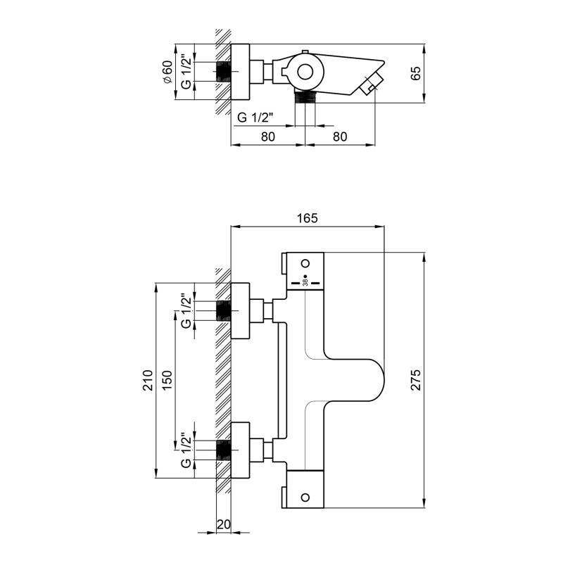 Смеситель термостатический для ванны Q-tap Inspai-Therm CRMT300800. (VRM00047504) - фото 2