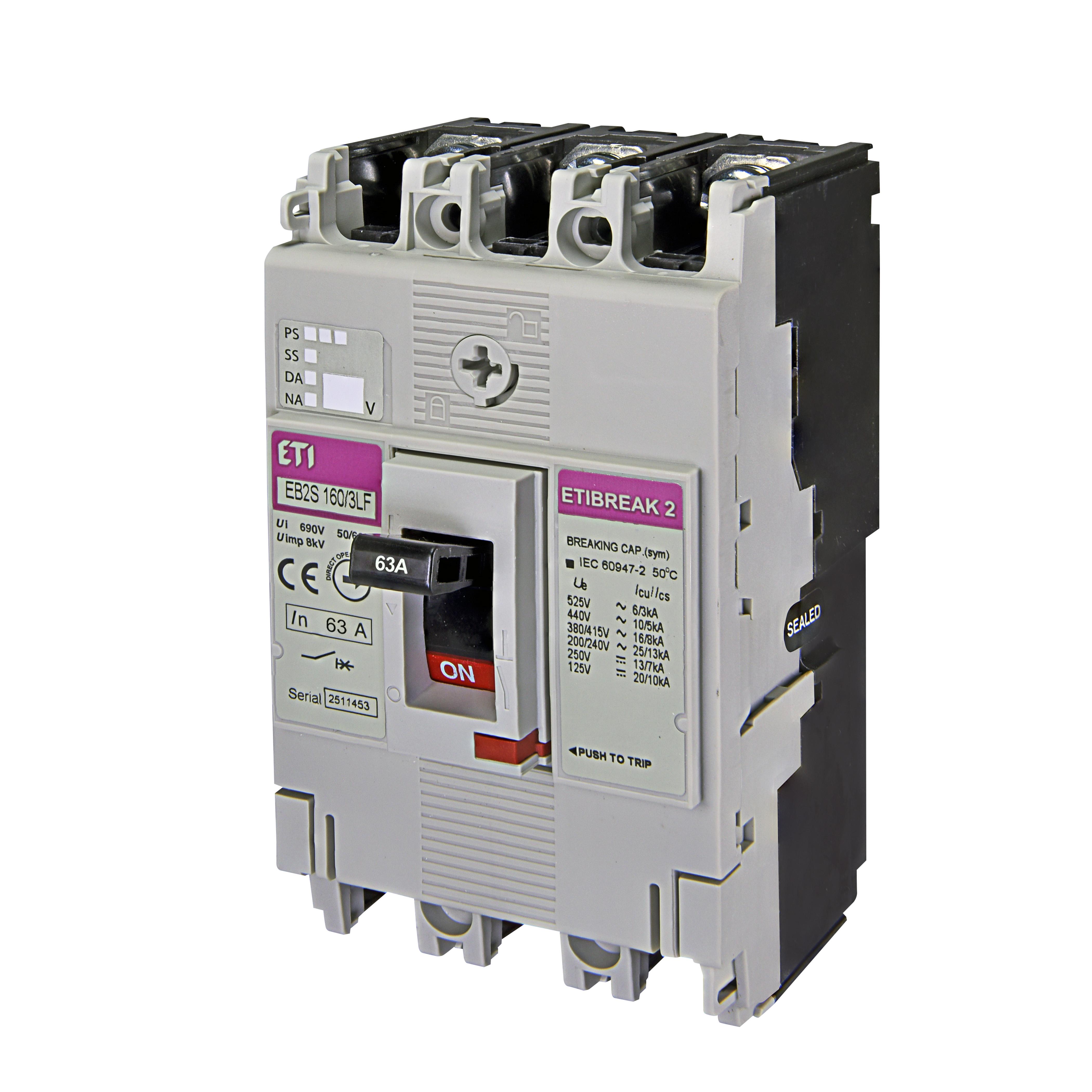 Автоматический выключатель 3P 63A 16 kA ETIBREAK EB2S 160/6LF 4671807