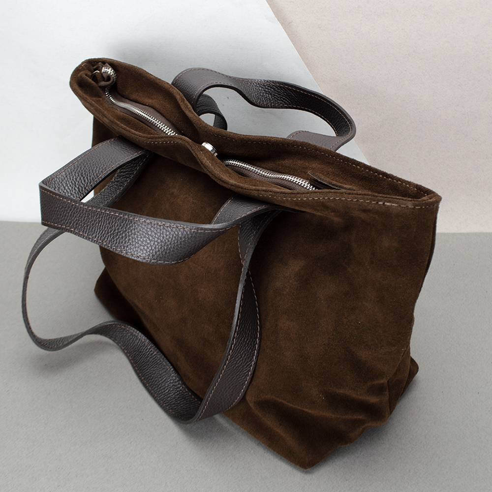 Сумка-шопер женская замшевая Virginia Conti 03791 Шоколадный (2423621222) - фото 3 Сумка-шопер женская замшевая Virginia Conti 03791 Шоколадный (2423621222) - фото 3