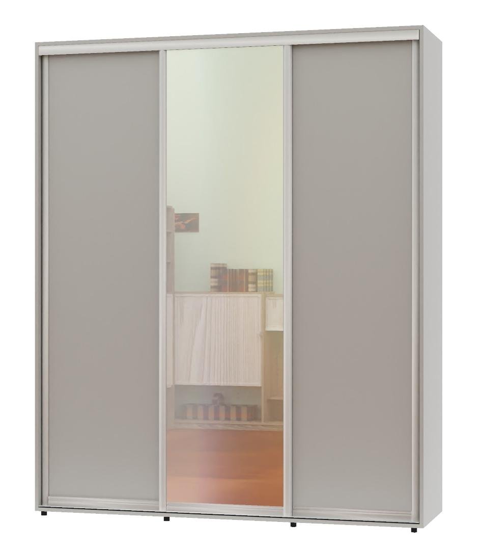 Шкаф-купе трехдверный Алекса ШК-05 ДСП/Зеркало/ДСП 200х60х230 см Серый (53952)