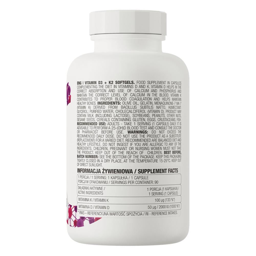 Вітамін D3 K2 Ostrovit Vitamin softgels 90 капсул - фото 2