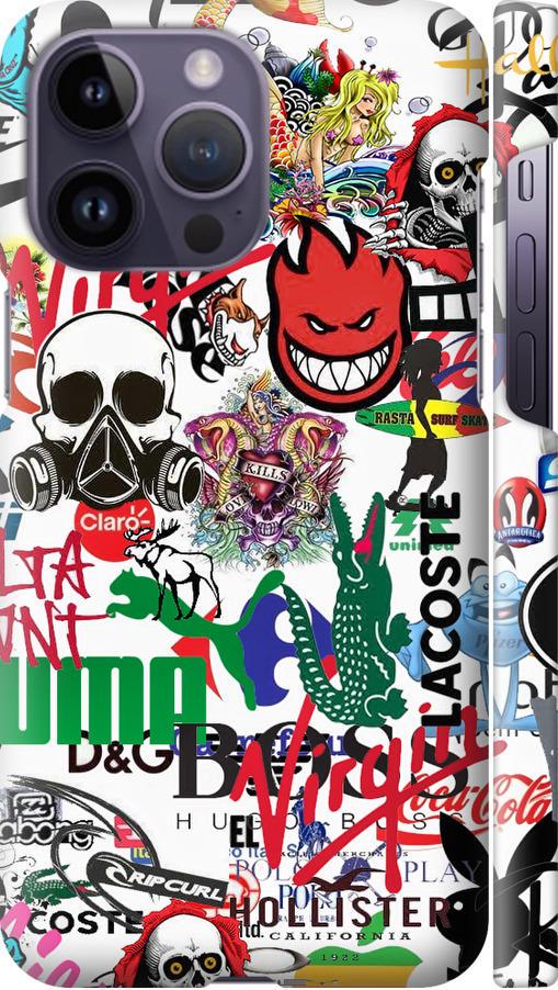 Чехол на iPhone 14 Pro Max Many different logos (4022m-2667-42517)