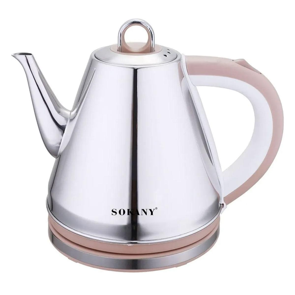 Чайник електричний з довгим носиком Sokany SK-SH-1083 1100 Вт 1,5 л Сріблястий/Рожевий (SK-SH-1083)