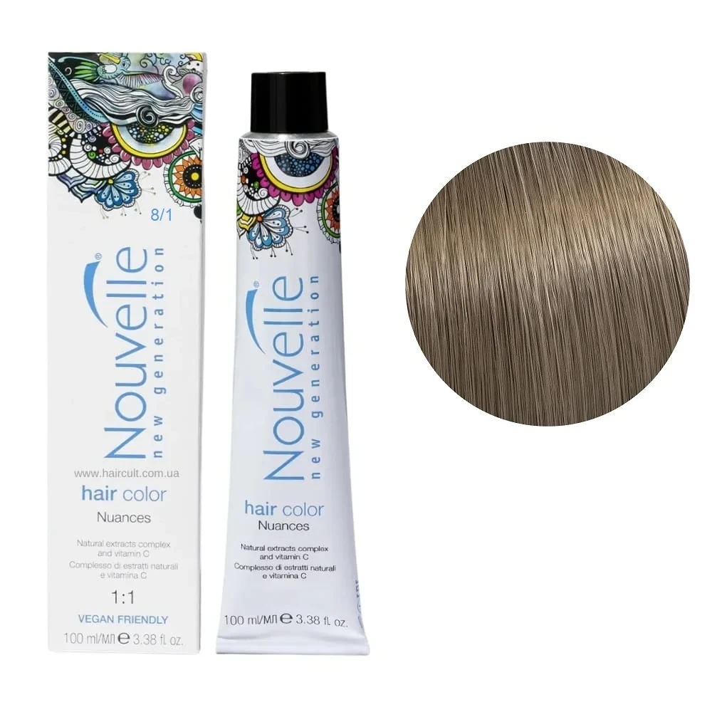 Краска для волос Nouvelle Hair Color 8/1 Светло-пепельный русый 100 мл